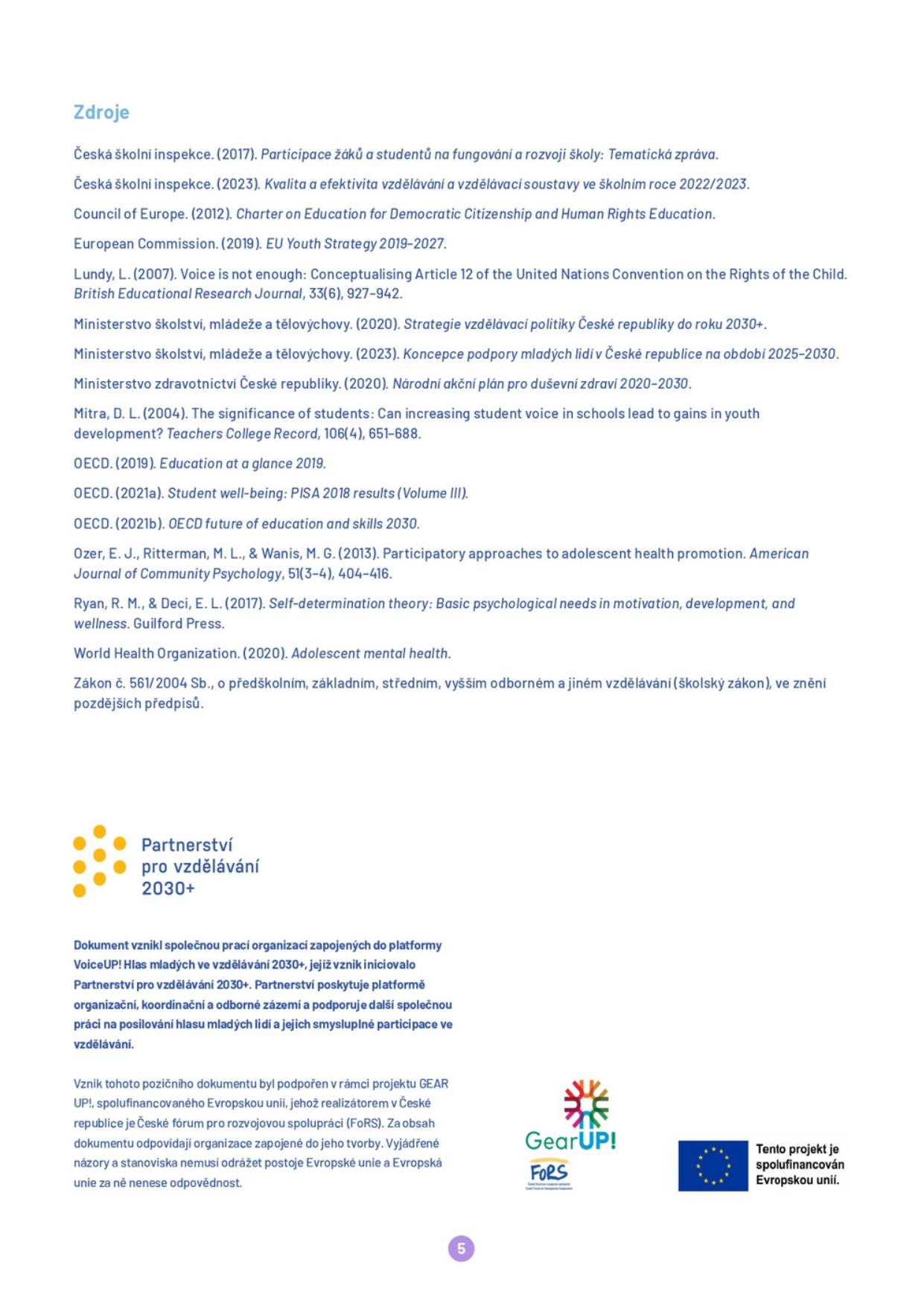 Hlas mladych ve vzdelavani VoiceUP podepsany page 0005 - Hlas mladých ve vzdělávání - wellbeingveskole.cz